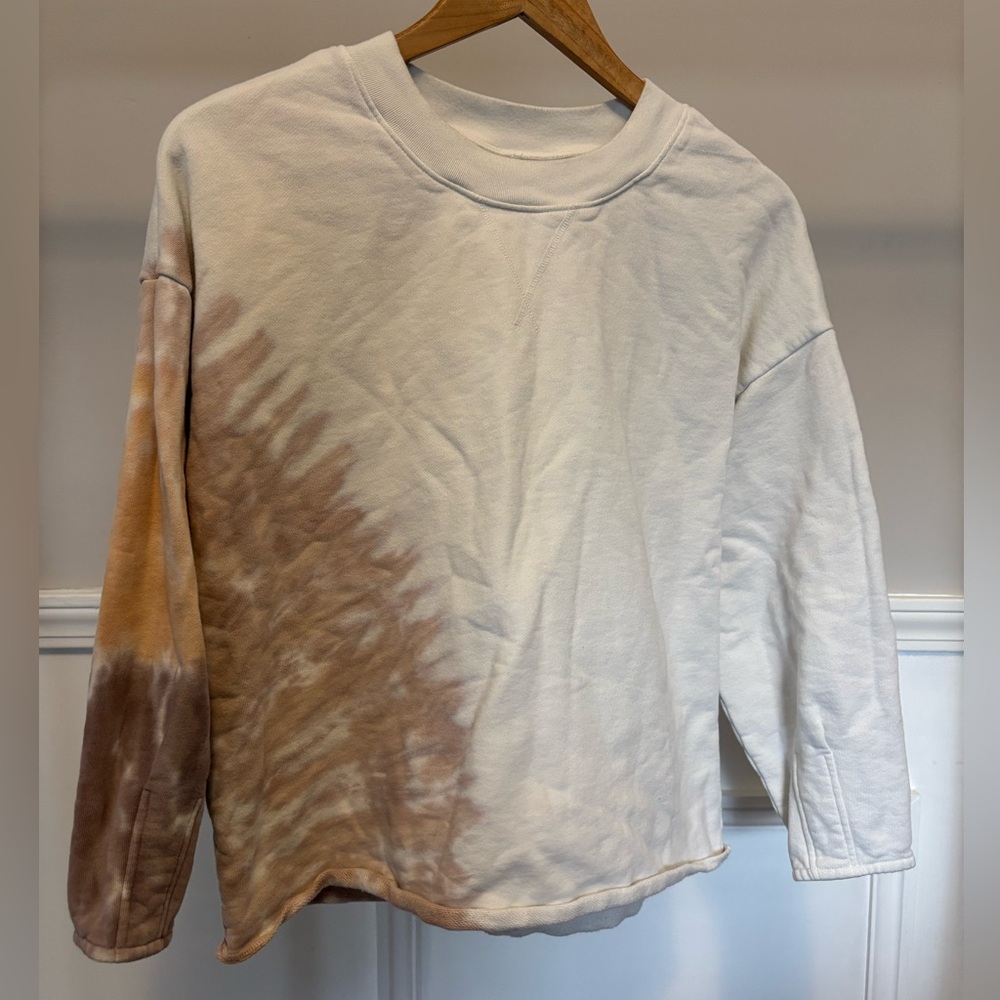 Madewell Cream Brown Orange Tie Dye Sweatshirt Size Small